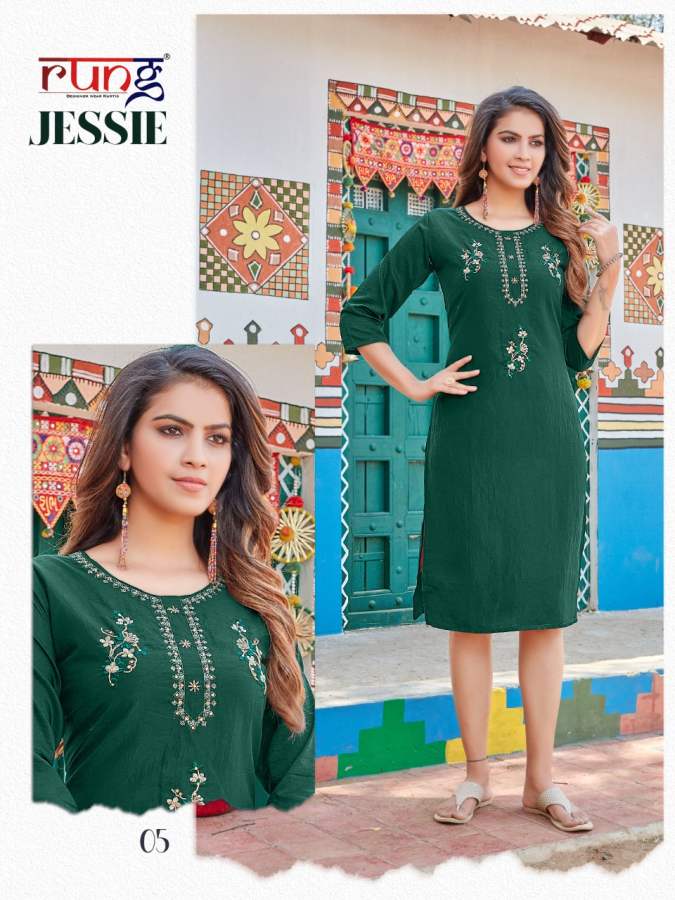Rung Jessie Party Wear Heavy Chinon Silk Designer Kurti Collection